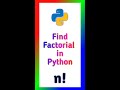Find factorial in python #factorial #python #coding.w0rld
