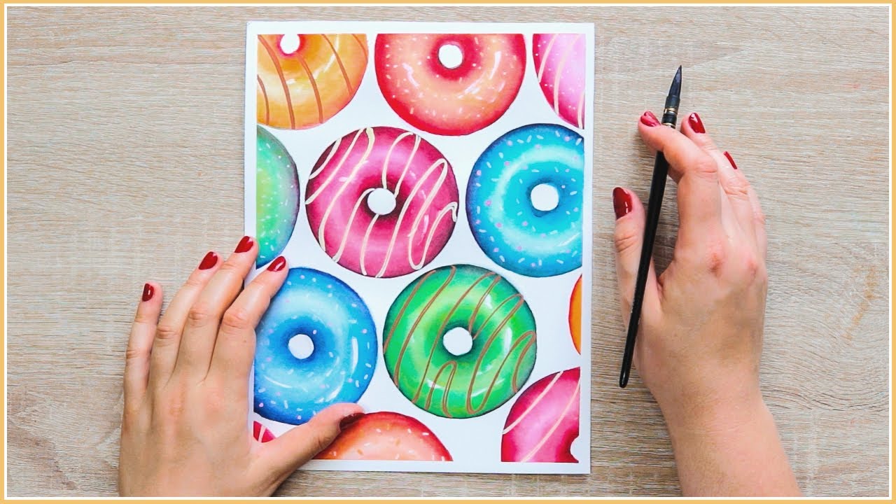 Easy Watercolor Painting Ideas - How to Paint Donuts with Watercolors!