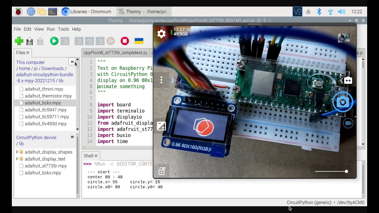 80x160 ST7735S SPI TFT with Raspberry Pi Pico W/CircuitPython 8 Beta 5 ...