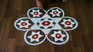 Panguni Uthiram special star rangoli kolam🌺Easy and beautiful rangoli designs🌺Traditional muggulu🌺