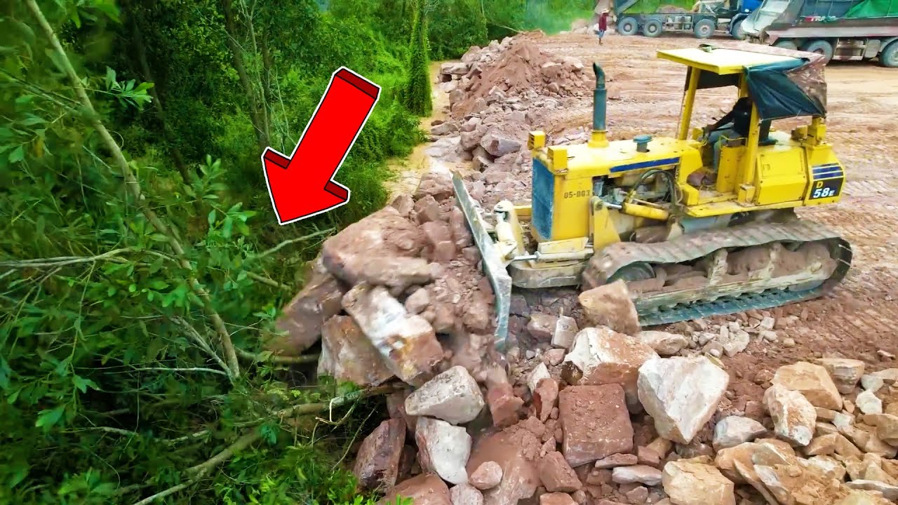 Amazing Land Reclamations Process Using Huge Stones for Fill with Incredible Trucks & Dozer Working