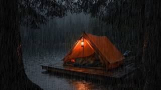 Sleep Like a Baby | Heavy Rain & Gentle Thunder | Canvas Tent By Lake