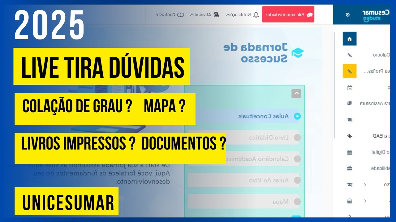 Live - Tira Dúvidas - Unicesumar, livros, colação e muito mais