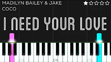 Madilyn Bailey, Jake Coco - I Need Your Love | EASY Piano Tutorial