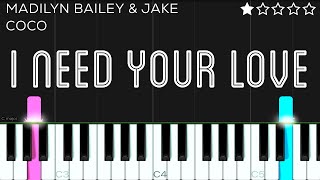 Madilyn Bailey, Jake Coco - I Need Your Love | EASY Piano Tutorial