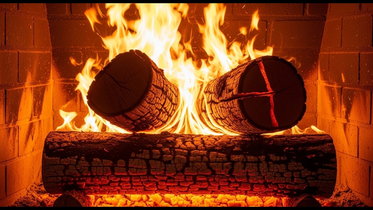 🔥 Cozy Cabin Fireplace 4K (12 Hours) Snowy Window Ambience & Crackling Fire Sounds for Sleep