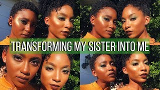 TRANSFORMING MY SISTER INTO ME CHALLENGE | Black Girl Friendly Makeup Tutorial