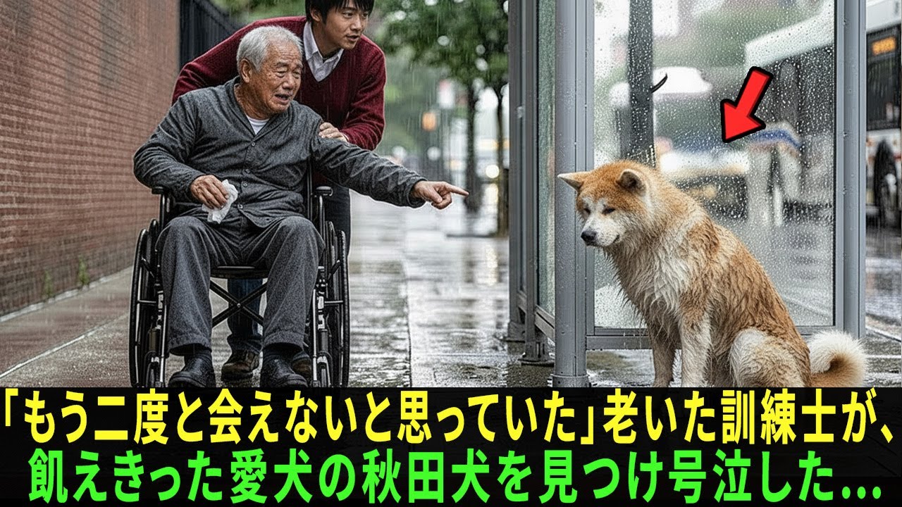「もう二度と会えないと思っていた」老いた訓練士が、飢えきった愛犬の秋田犬を見つけ号泣した…