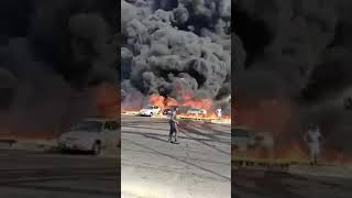 حريق هائل يلتهم السيارات على طريق مصر الإسماعيلية الصحراوي