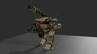 Mech cannon fire animation in Blender 4.5