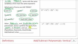2016 Polynomials   03 Add Subtract Polynomials Vertical