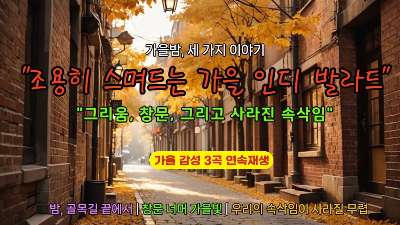 🍂"조용히 스며드는 가을 인디 발라드"  가을 감성 3곡 연속 재생[Pamir TV]