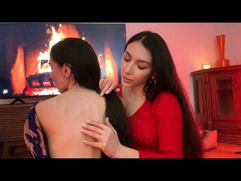 ASMR Slow & Gentle Back Treatment 🌟 Back Tracing, Cream Massage, Hair Brushing - asmr whisper