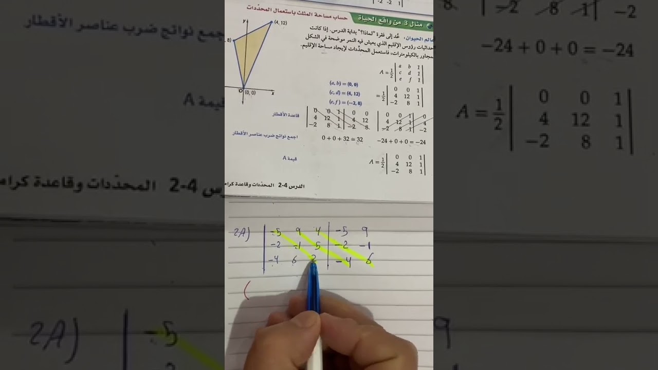 (2-4) المحددات وقاعدة كرامر ( تحقق من فهمك ) الصف الثاني الثانوي