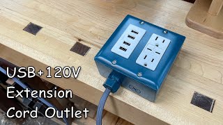 USB-C + USB + 120V Extension Cord Outlet