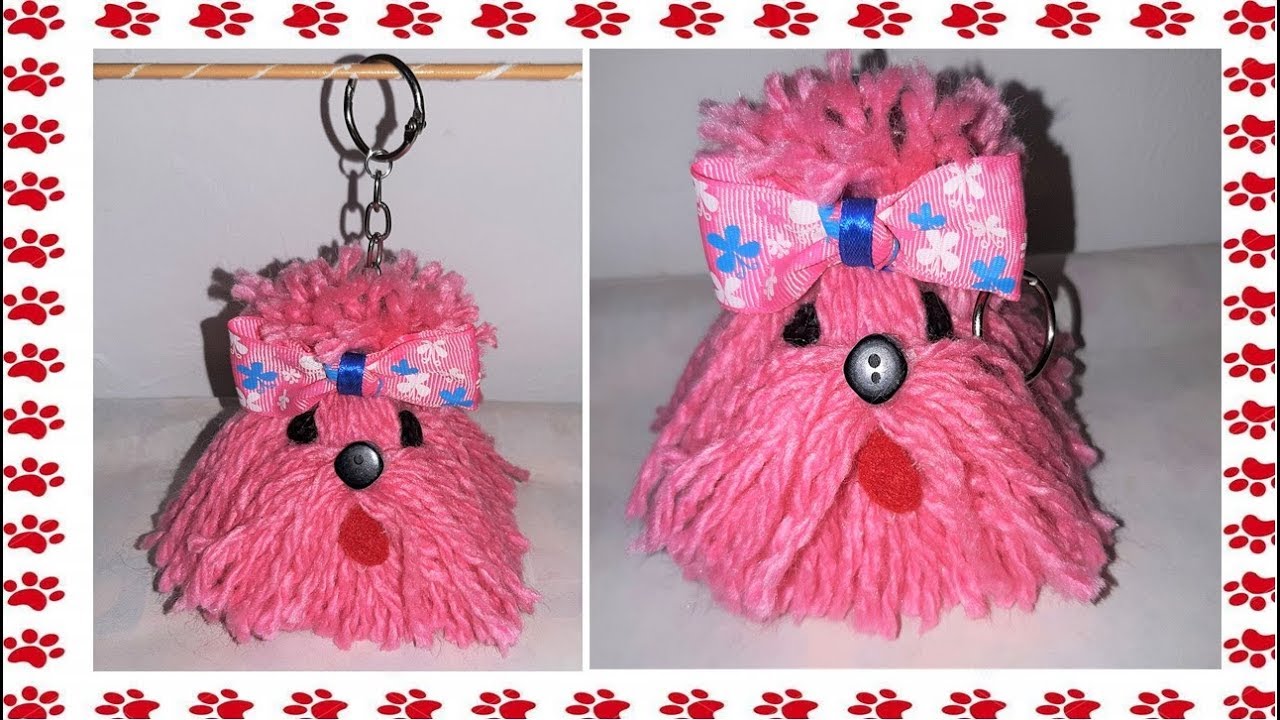Chaveiro de cachorrinho de lã - diy