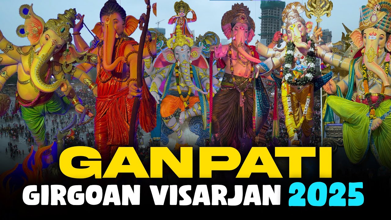 NEVER SEEN BEFORE Mumbai’s Tallest Ganpati Visarjan 2025  Girgaon Chowpatty LIVE