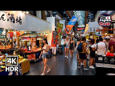Osaka Food Walk – Street Food from Kuromon Market to Dotonbori | 4K HDR