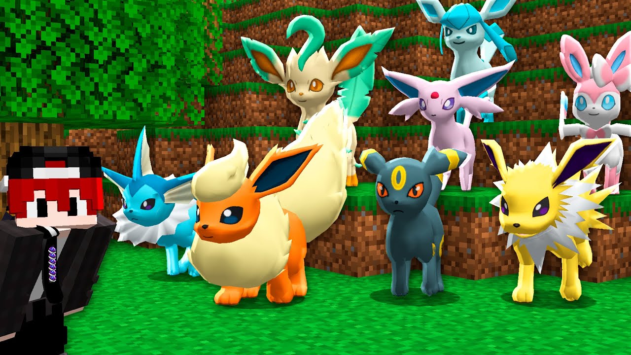 Todas as EVOLUÇÕES da Eevee na Lucky Pixelmon EEVEE - MINECRAFT