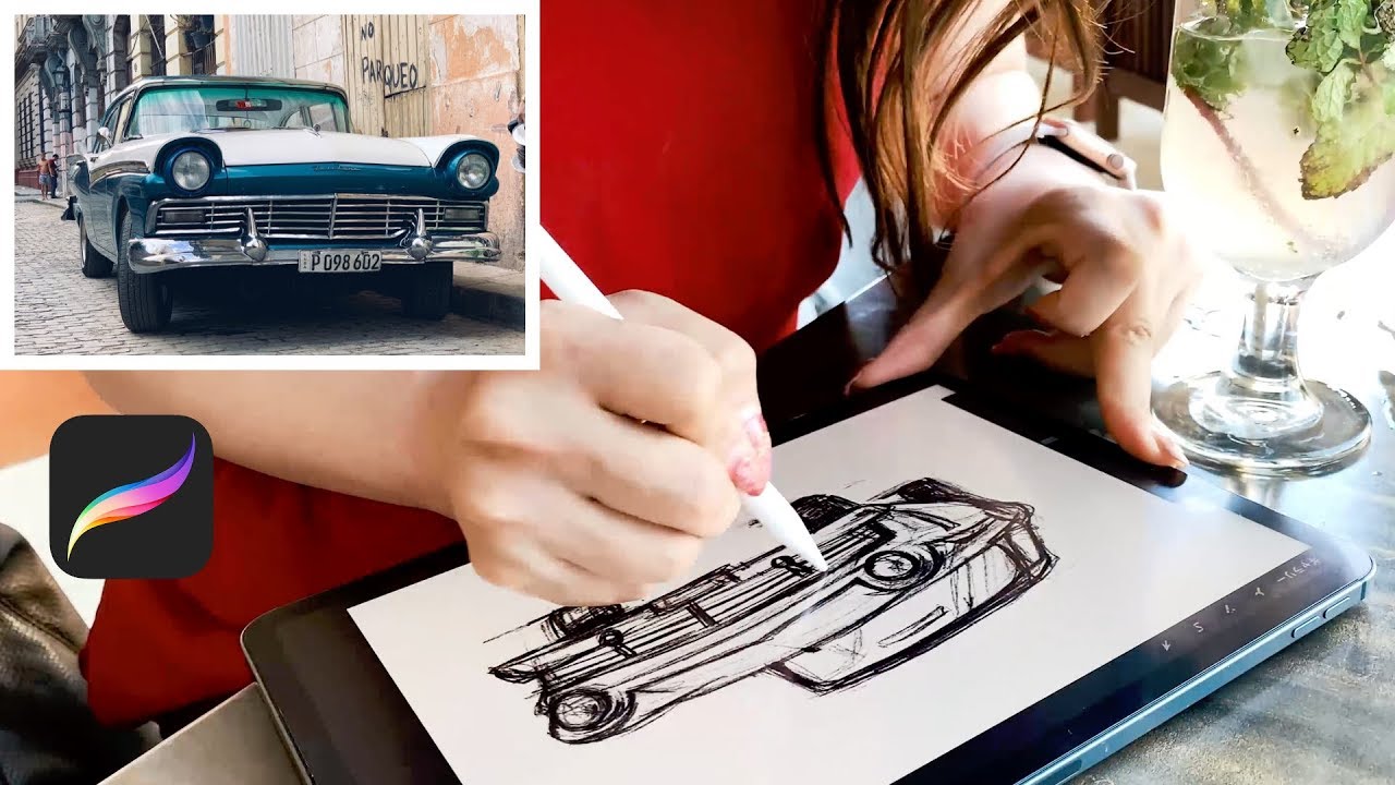 クラシックカーに乗って絵を描く Procreateイラスト Youtube