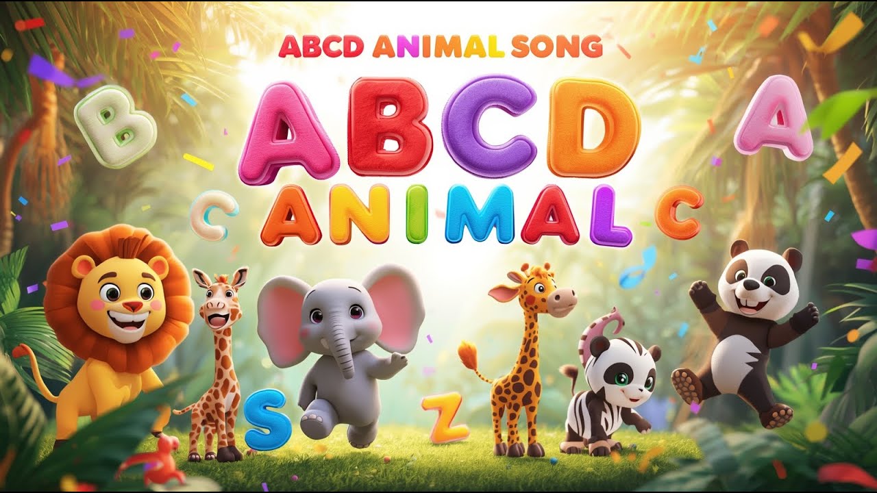 ABC Song with Animals 🦁🐘 | Learn A to Z for Kids | 3D Animation | Rhyme ...