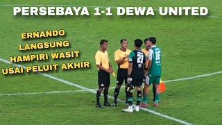 Suasana peluit akhir persebaya vs dewa united imbang 1-1 di stadion GBT