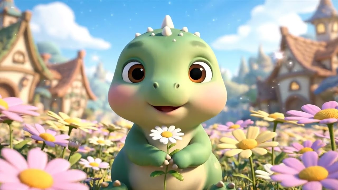 Sweet Dino Smiles in the Flowers 🌼🦖 | Cute Cartoon for Kids