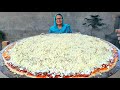 Double cheese pizza  giant pizza  pizza recipe  biggest pizza  by grandma  veg village food