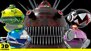 Pacman & Chain Chomp VS GIANT SPIKE ROBOT PACMAN