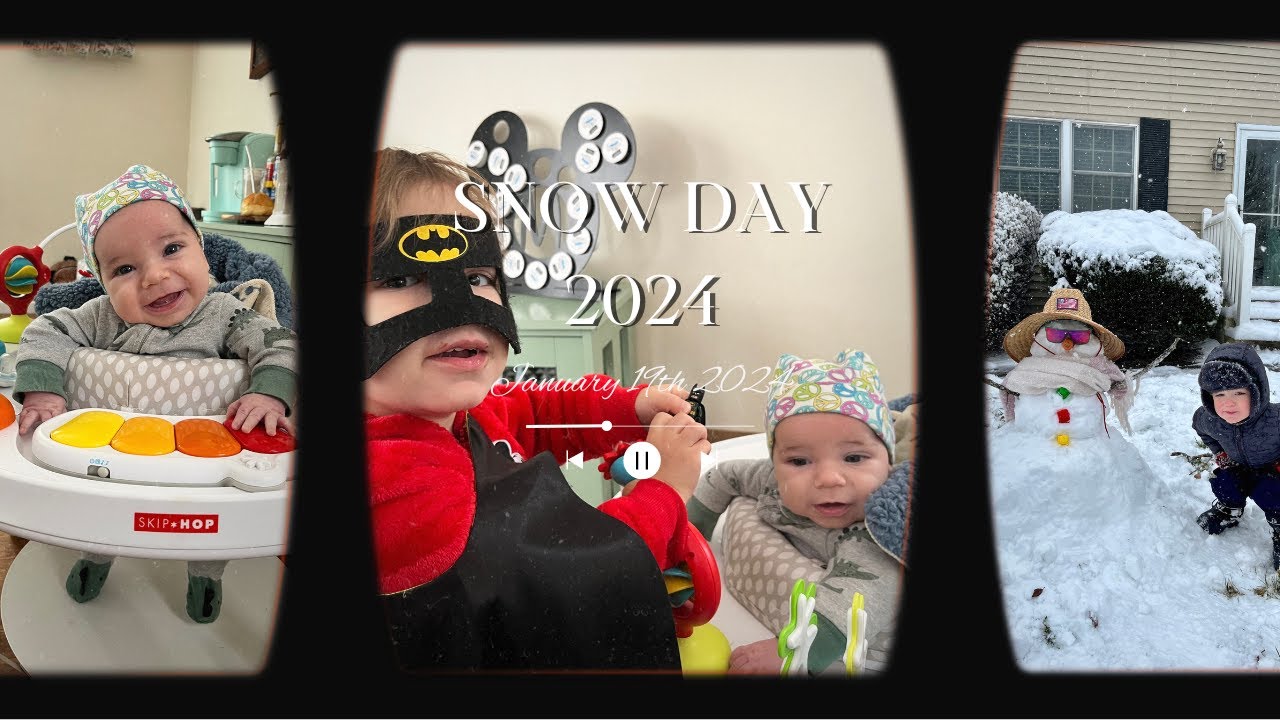 Monticello Snow Day - Arnolds first snow - Building a snowman with Vann - NJ January 2024