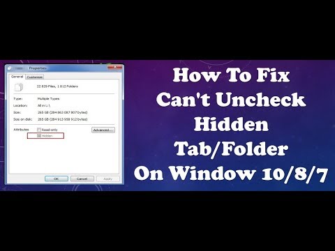 Hide Un Check can't uncheck hidden attribute on a hidden folder - YouTube