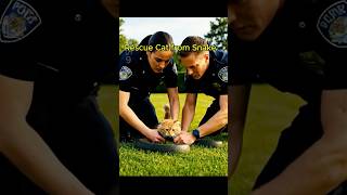 Rescue Cat from Snake 🐍🐱 | Heroic Police Save the Day #Shorts
