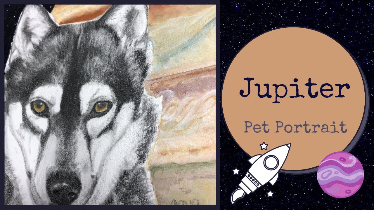Space Husky Pet Portrait! (Mixed Media)