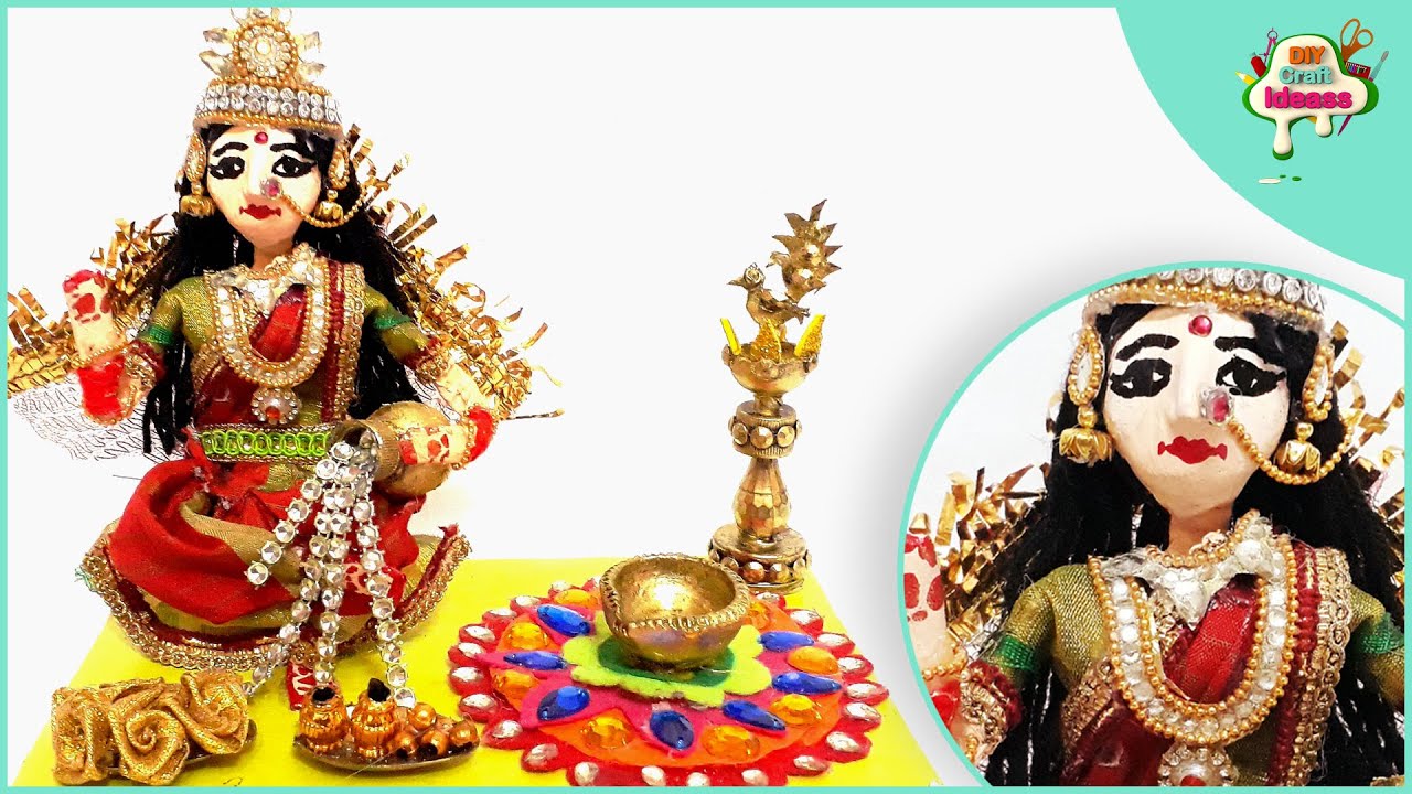 Diwali decoration Lakshmi devi DIY idea | Lakshmi Puja ...