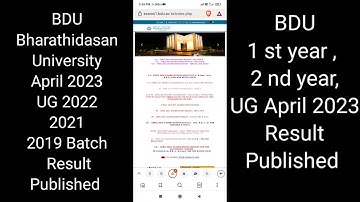 BDU Bharathidasan University April 2023 2022 , 2021 , 2019  Batch Result Published