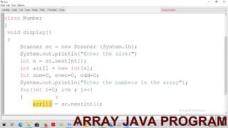 Array Java Program | SUM OF ODDEVEN NUMBERS SEPARATELY