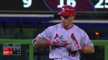 STL@MIA: Wong hits a line-drive RBI double to center