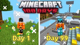قضيت 100 يوم في ماينكرافت سكاي بلوك للجوال ❤️✨| Minecraft Mobile