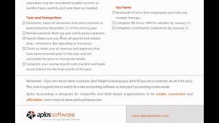 Aplos Webinars  Year end closing tips