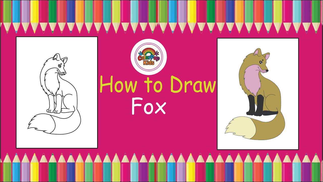 How to drawing Fox Tutorial for Kids online.
