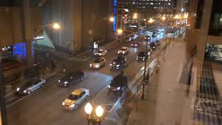 Oncoming traffic time lapse, downtown Chicago