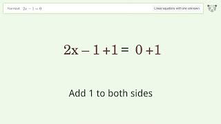Linear equation with one unknown: Solve 2x-1=0 step-by-step solution