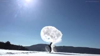 What happens when you throw boiling water into the air in sub-zero temperatures