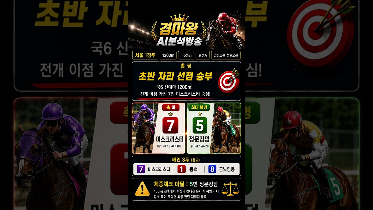 6월14일 서울 1경주는? 초반 자리선점이 승부다!!