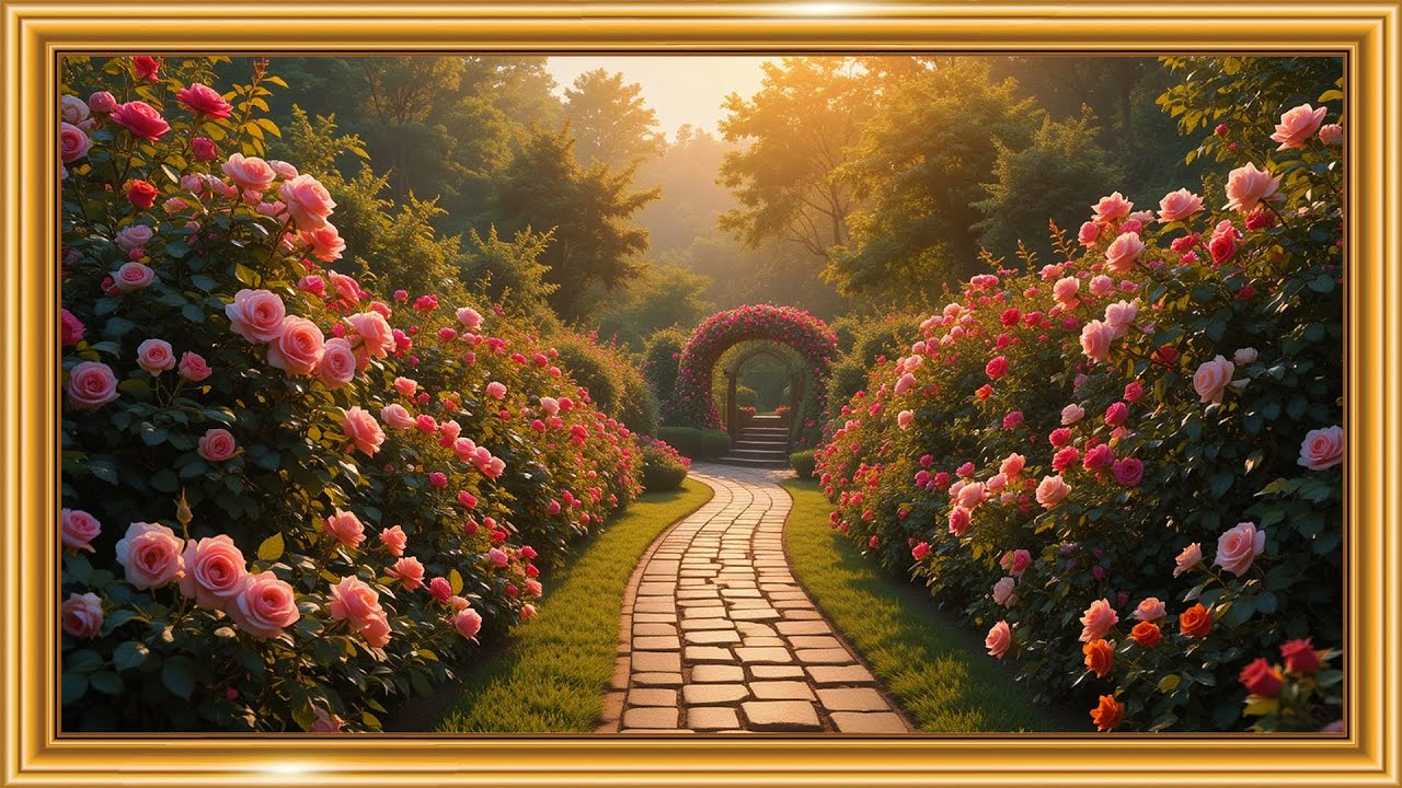 Rose Garden Path 🌹 | Romantic Summer Garden Walk | Framed TV Gallery