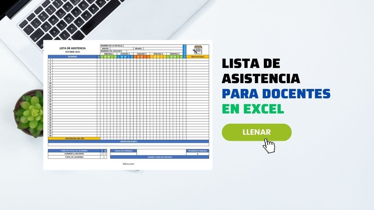 Plantilla de Lista de Asistencia para Docentes en Excel [GRATIS]