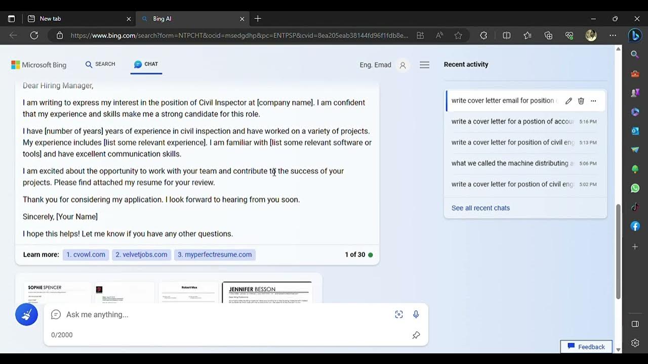 Using Chat-GPT to write formal cover letter or sending any FORMAL ...