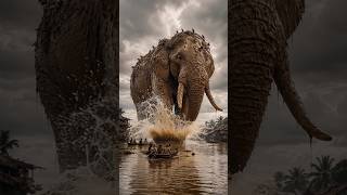The Giant Elephant in the Flooded Village | Cinematic AI Video 8K #nowness #eyefilm