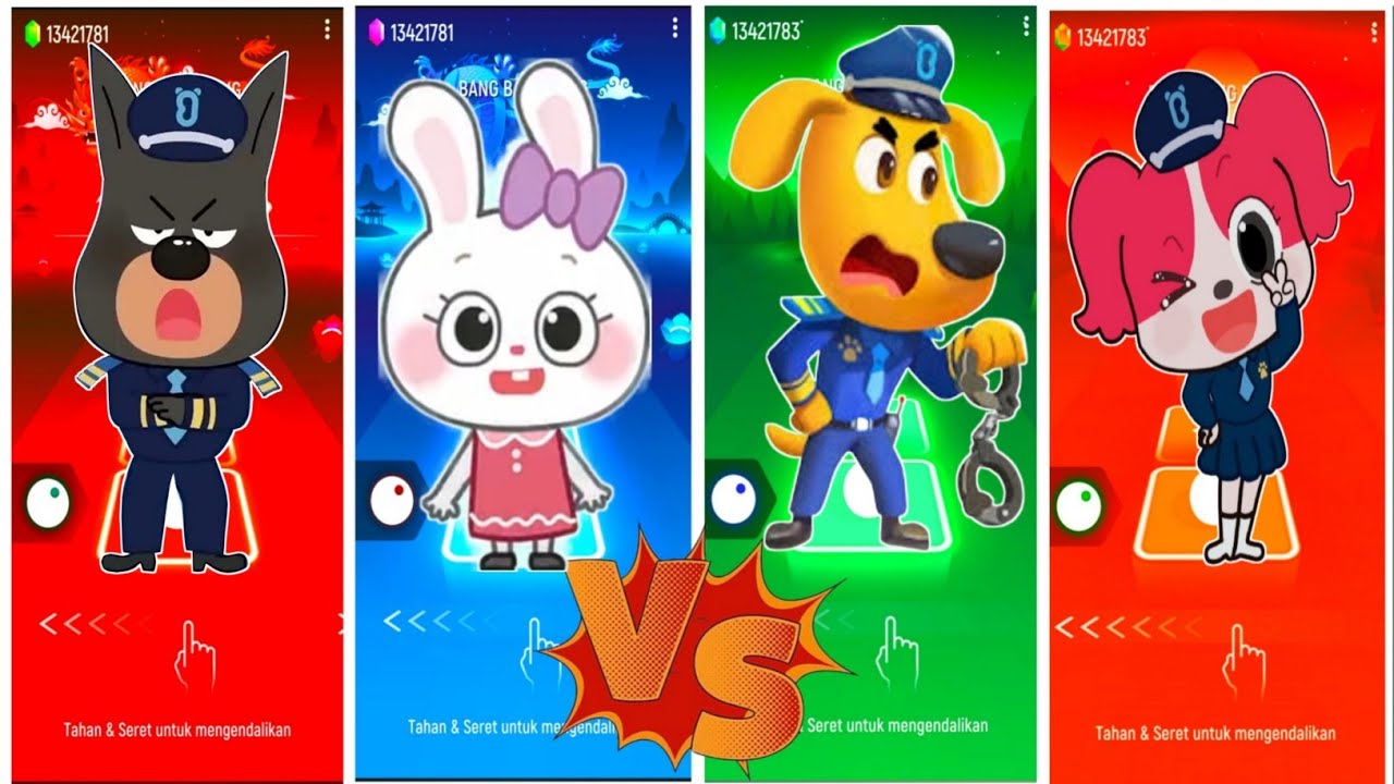 Police Officer  🆚 Little rabbit 🆚 Sheriff Labrador 🆚 Sheriff Papillon 🎶 Tiles Hop EDM Rush