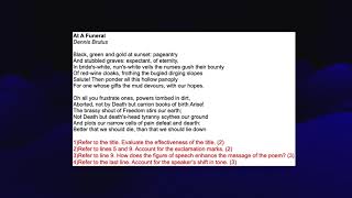 At A Funeral - Poetry Questions At A Funeral - Poetry Questions